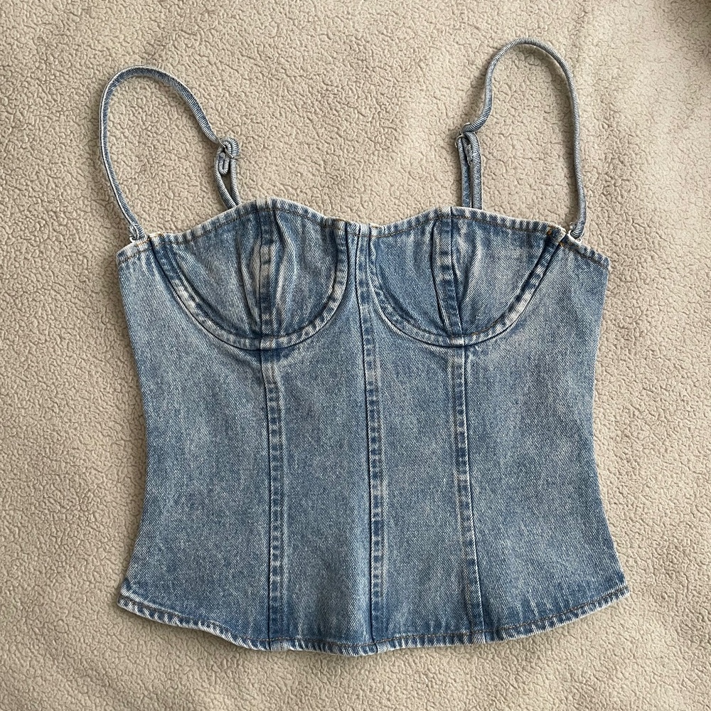 WeWoreWhat Denim Corset Bustier